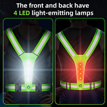 Geyoga Good Visibility LED Reflective Vest with Adjustable Elastic Safety Straps, Waterproof, Reflective, Running