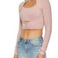 Rib Knit Cut Out Crop Top and Cami